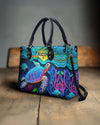 Blue Turtle Beach Leather Handbag