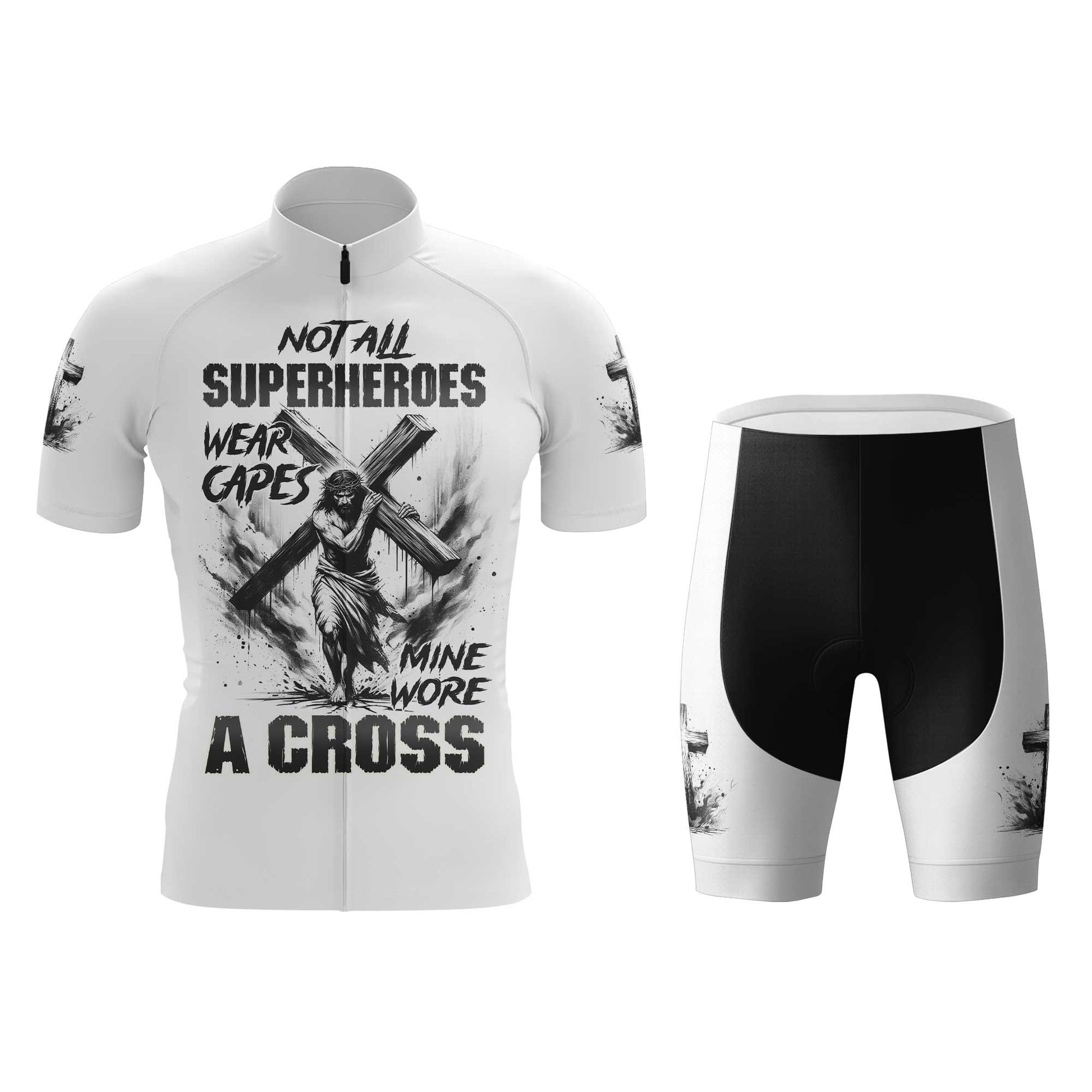 Jesus Cross Men's Cycling Jersey Set, Road Bike Cycling Kit for Men, Biking Outfit, Bicycle Suit, Team Racing Uniform