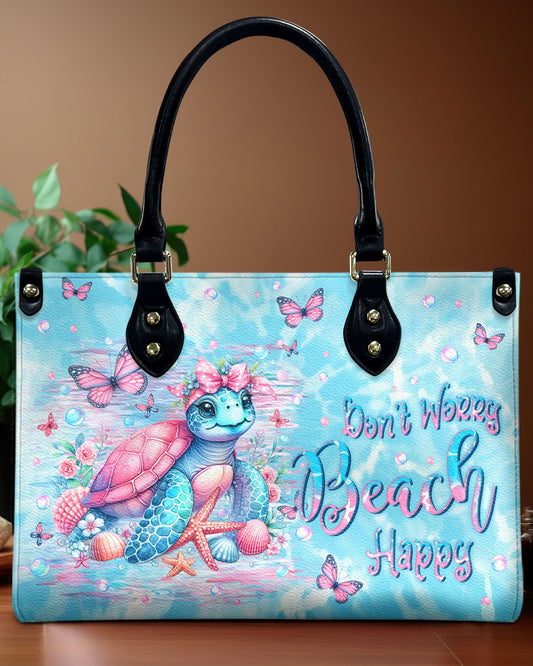 Don'T Worry Beach Happy Turtle Leather Handbag