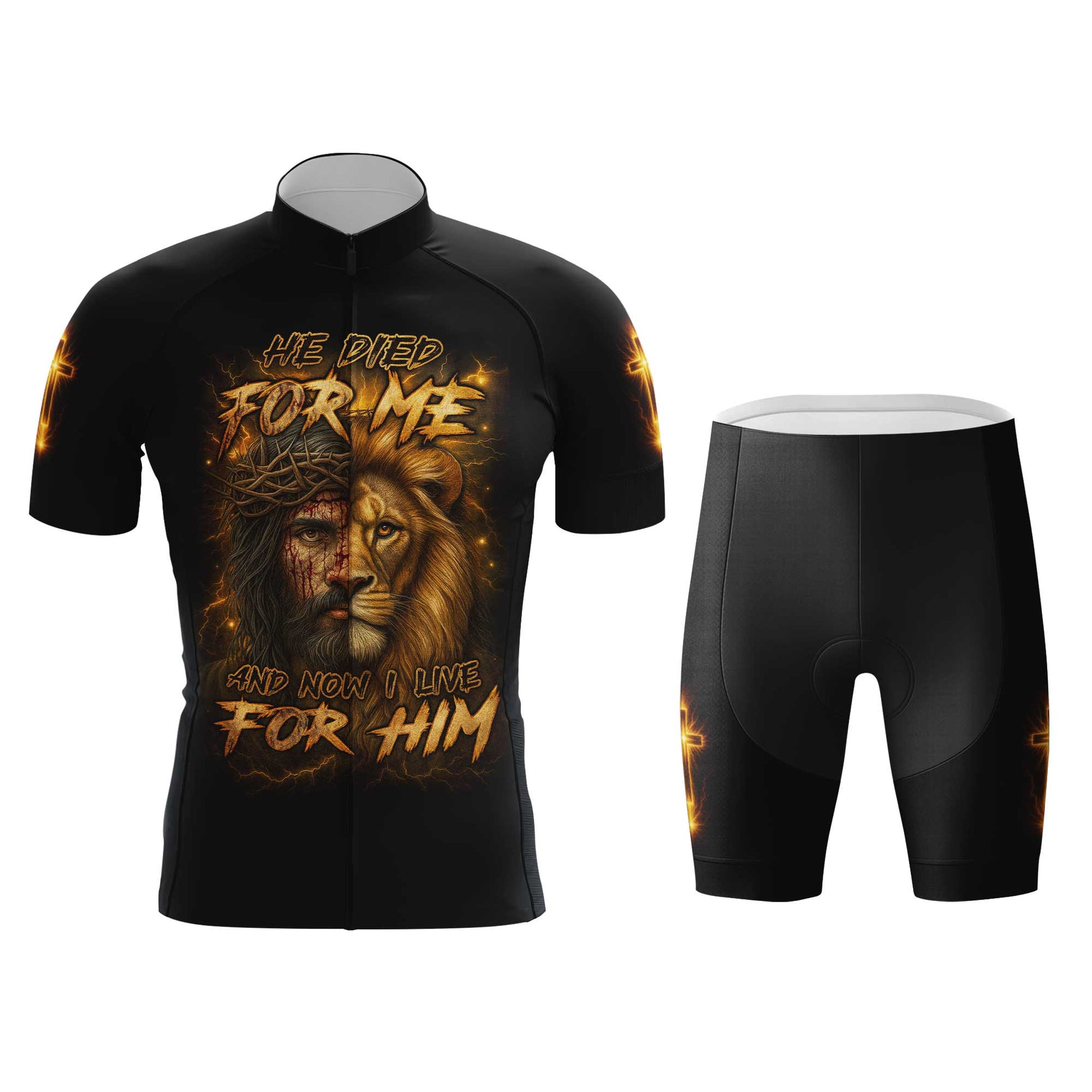 Jesus Lion Men's Cycling Jersey Set, Road Bike Cycling Kit for Men, Biking Outfit, Bicycle Suit, Team Racing Uniform
