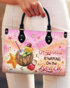 Happiness Is Walking On The Beach Leather Handbag