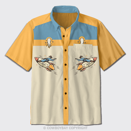 Cowboy Are Going To Outer Space Button Up Shirts