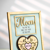 Mom Puzzle Sign With Holder, Mother's Day Gift From Kids, Personalized Unique Engraved Wood Sign
