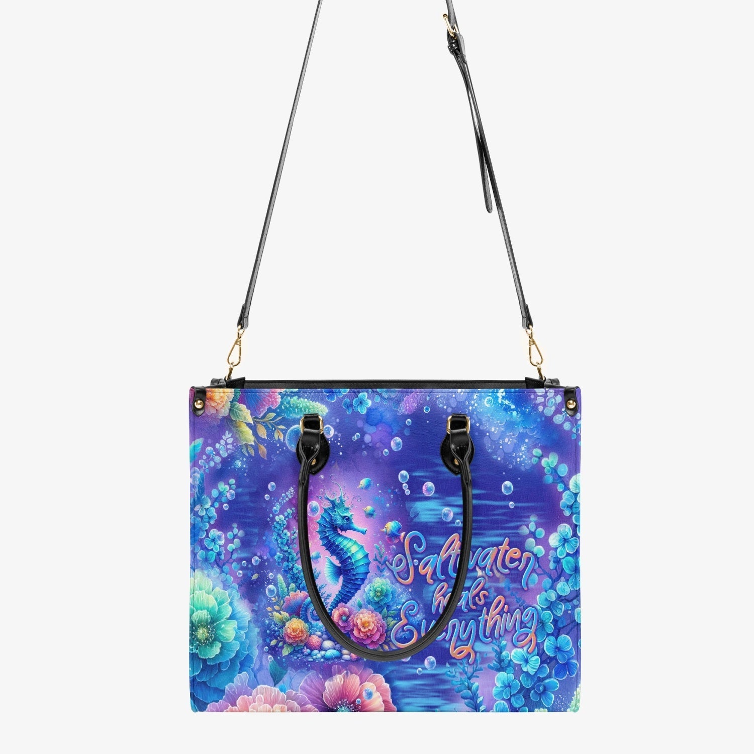 Bigcrowns SALTWATER HEALS EVERYTHING SEAHORSE LEATHER HANDBAG T2903245