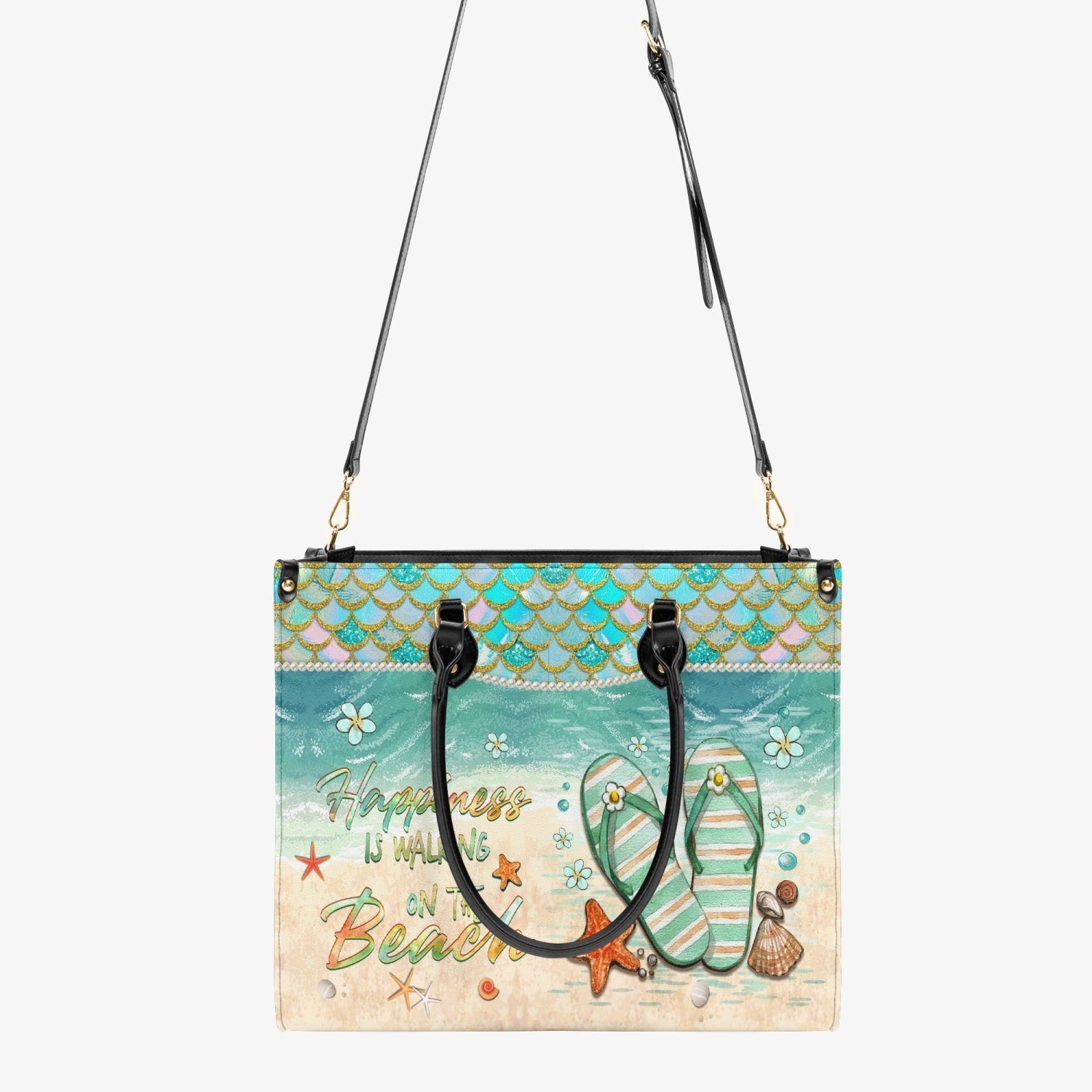 Bigcrowns HAPPINESS IS WALKING ON THE BEACH LEATHER HANDBAG YHKD2503243
