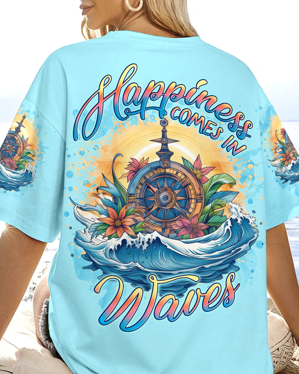 HAPPINESS COMES IN WAVES COMPASS ALL OVER PRINT - YHLN1506231