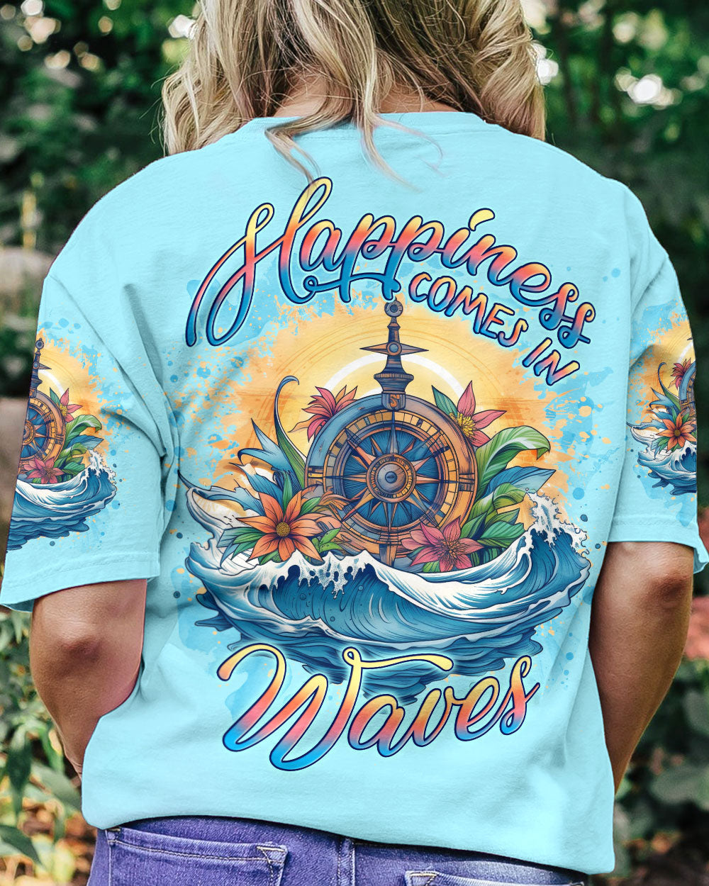 HAPPINESS COMES IN WAVES COMPASS ALL OVER PRINT - YHLN1506231