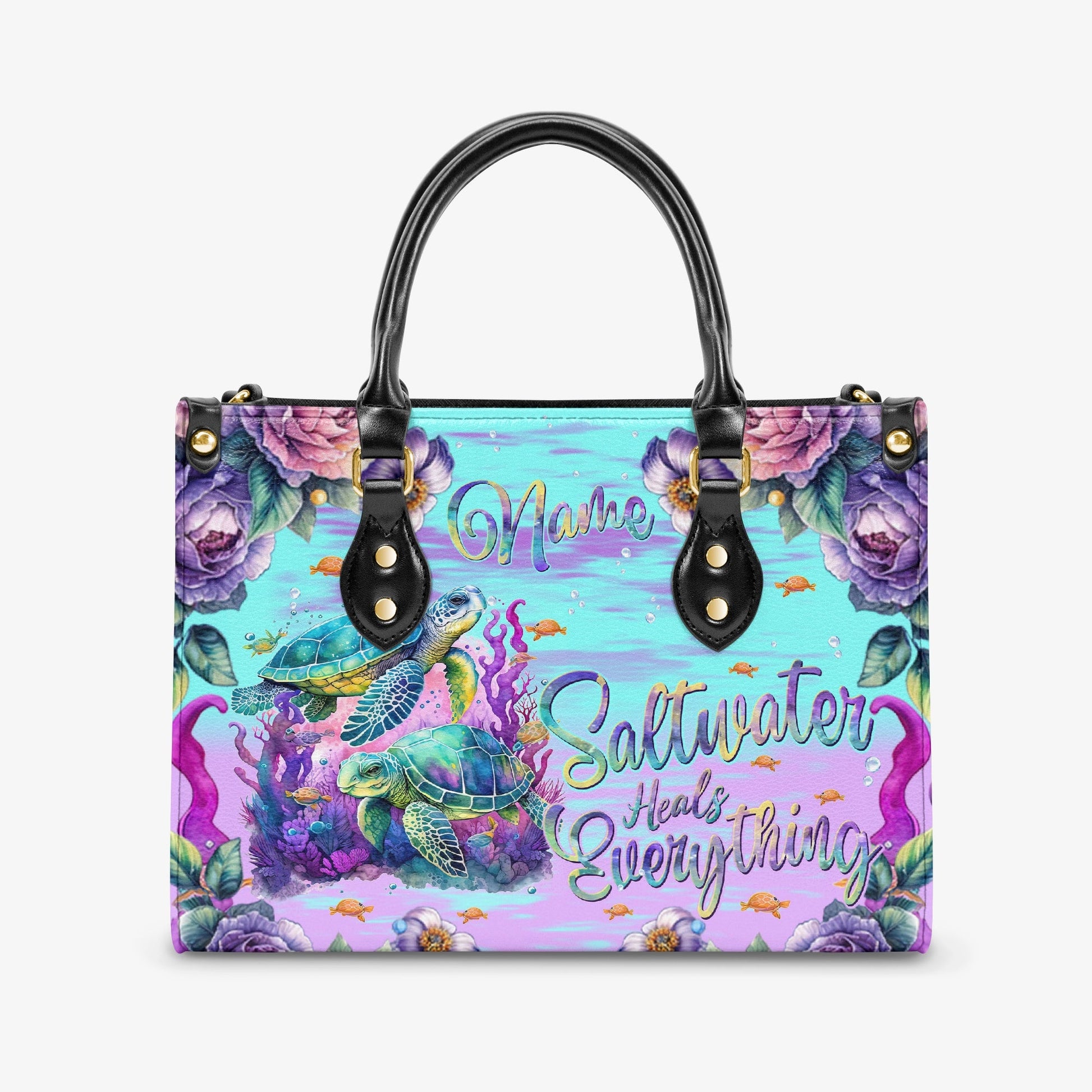 Bigcrowns SALTWATER HEALS EVERYTHING TURTLE LEATHER HANDBAG T2703241