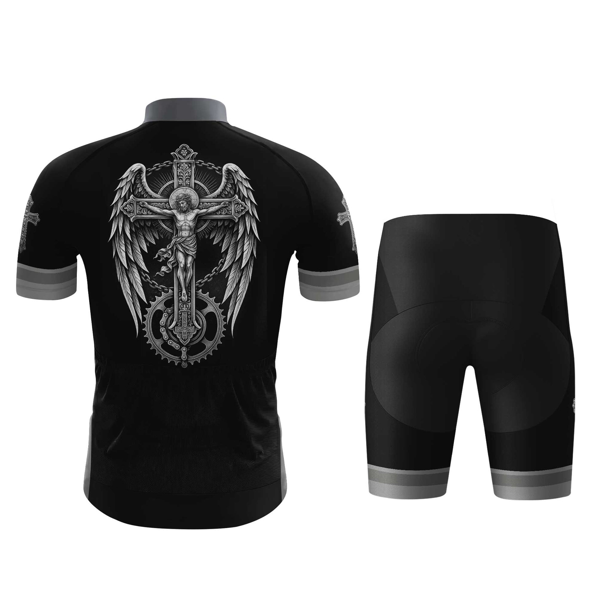 A Man Believe In Jesus Men's Cycling Jersey Set, Road Bike Cycling Kit for Men, Biking Outfit, Bicycle Suit, Team Racing Uniform