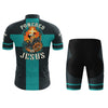 Powered By Jesus Men's Cycling Jersey Set, Road Bike Cycling Kit for Men, Biking Outfit, Bicycle Suit, Team Racing Uniform