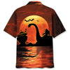 Halloween Bigfoot Riding on Lochness Monster and Alien Hawaiian Shirt