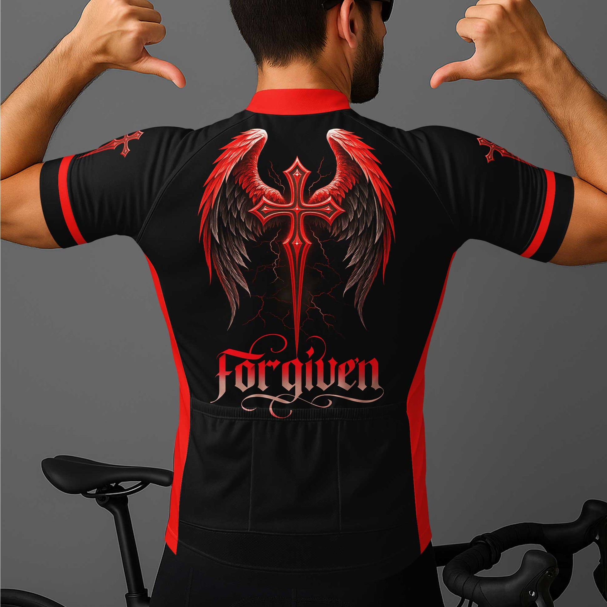 Forgiven Men's Cycling Jersey Set, Road Bike Cycling Kit for Men, Biking Outfit, Bicycle Suit, Team Racing Uniform