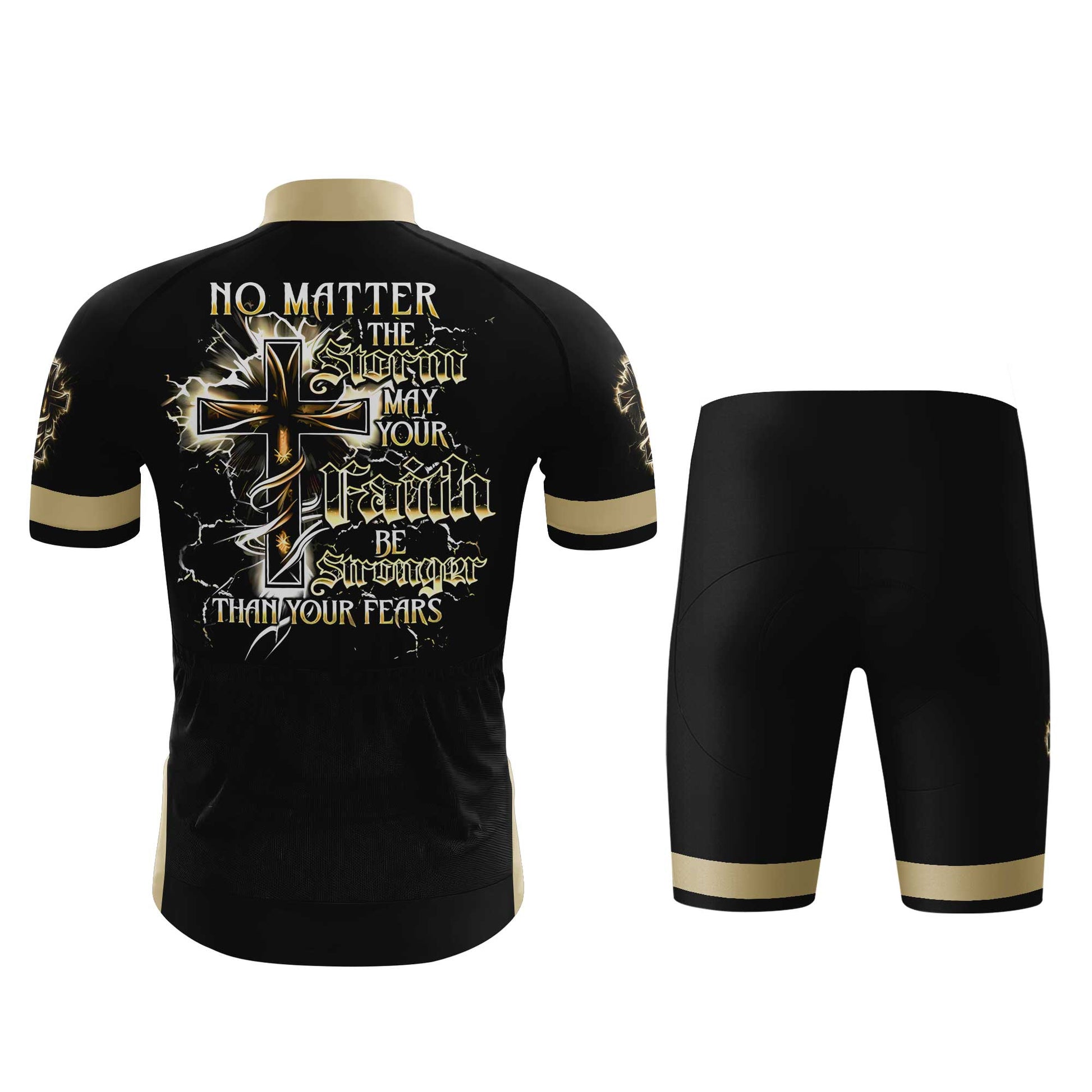 May Your Faith Be Stronger Than Fears Men's Cycling Jersey Set, Road Bike Cycling Kit for Men, Biking Outfit, Bicycle Suit, Team Racing Uniform