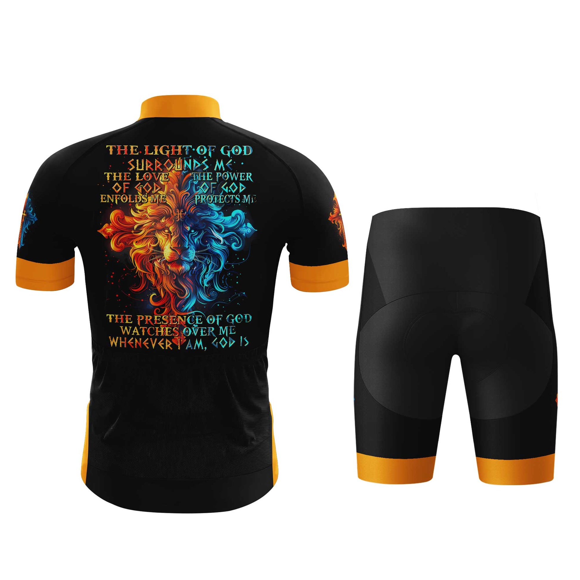 The Light Of God Men's Cycling Jersey Set, Road Bike Cycling Kit for Men, Biking Outfit, Bicycle Suit, Team Racing Uniform