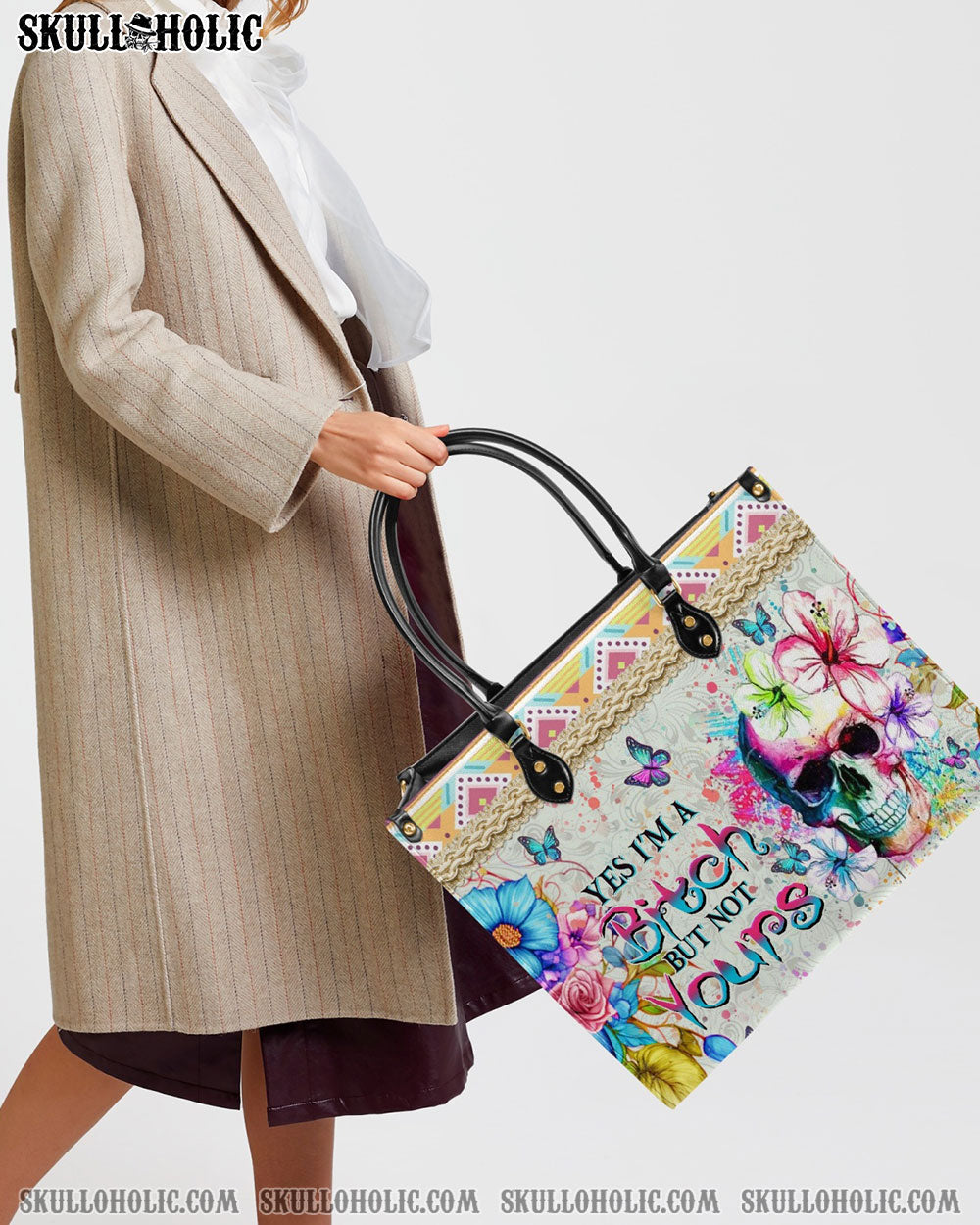 YES I'M A B BUT NOT YOURS LEATHER HANDBAG - YHHN2703243