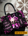I DO WHAT I WANT SKULL ROSE LEATHER HANDBAG - YHLN3107244