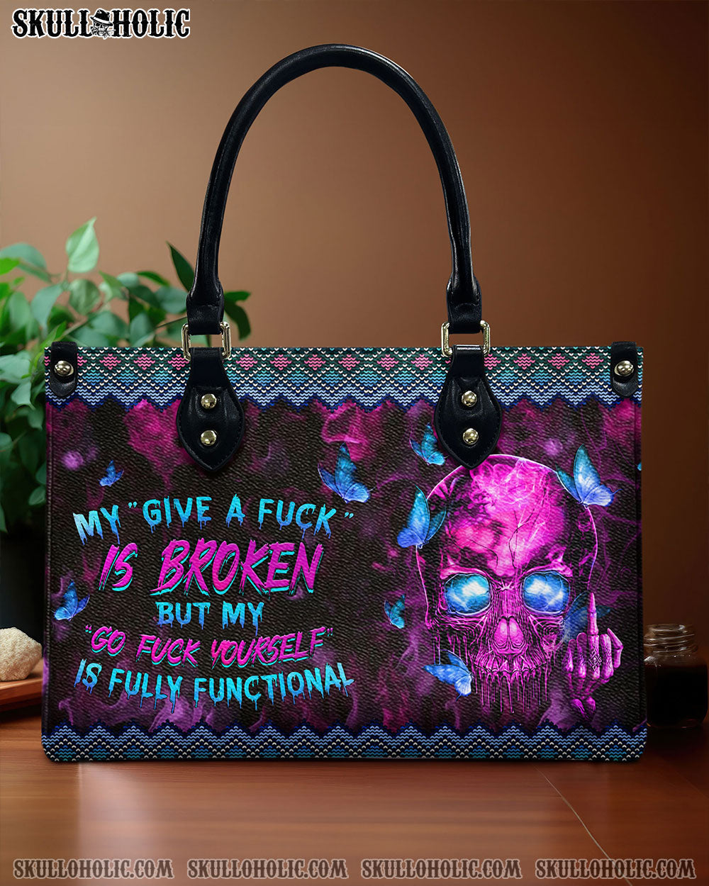 MY GIVE A F IS BROKEN LEATHER HANDBAG - YHHN2603243