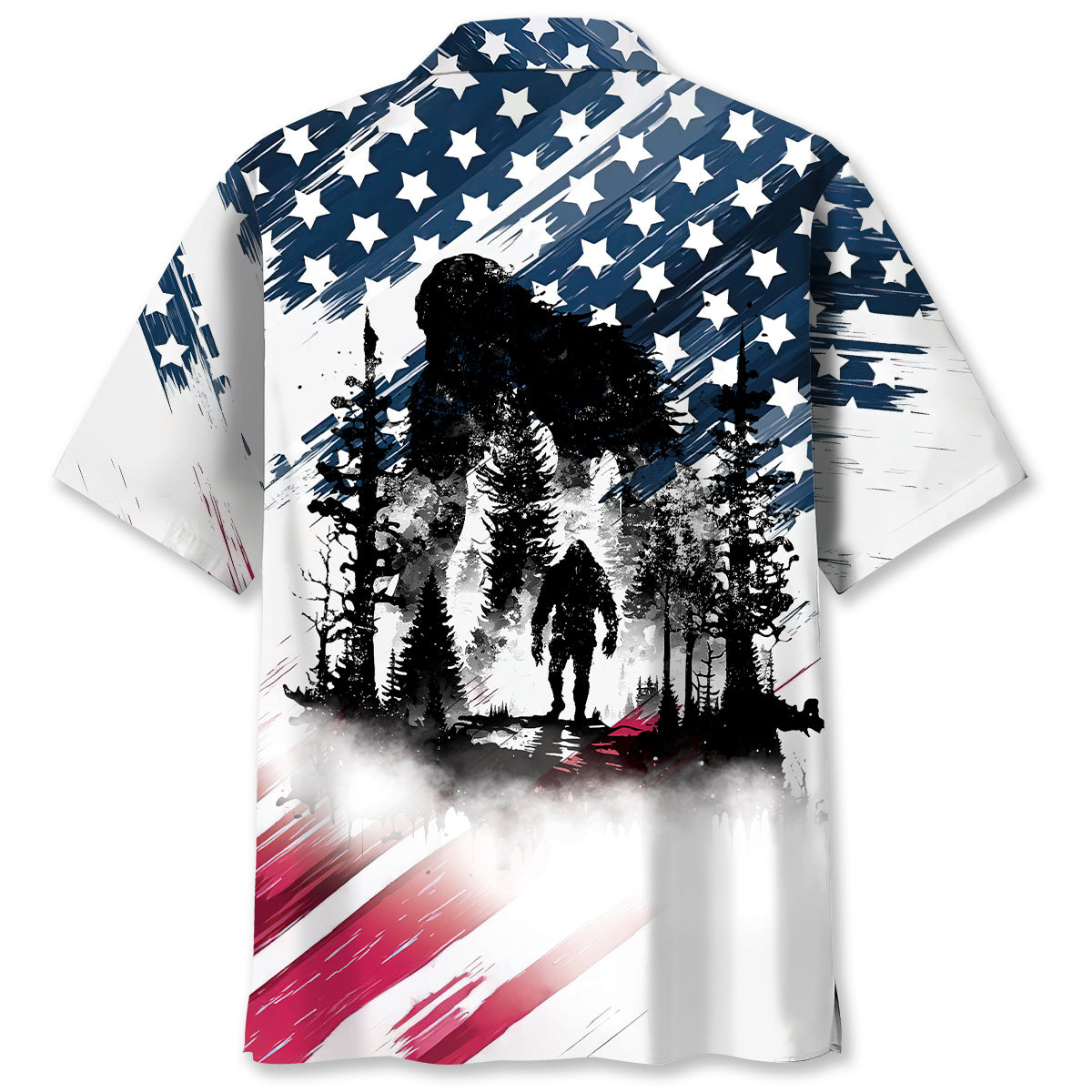 Bigfoot Sasquatch American Flag Patriotic Hawaiian Shirt