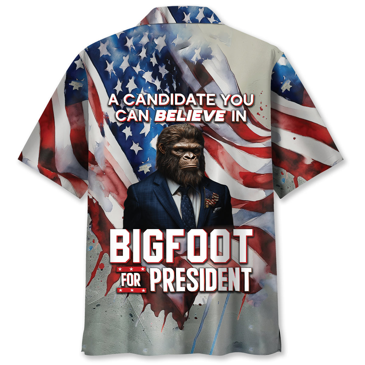 Bigfoot for President Election Vote USA Flag Hawaiian Shirt