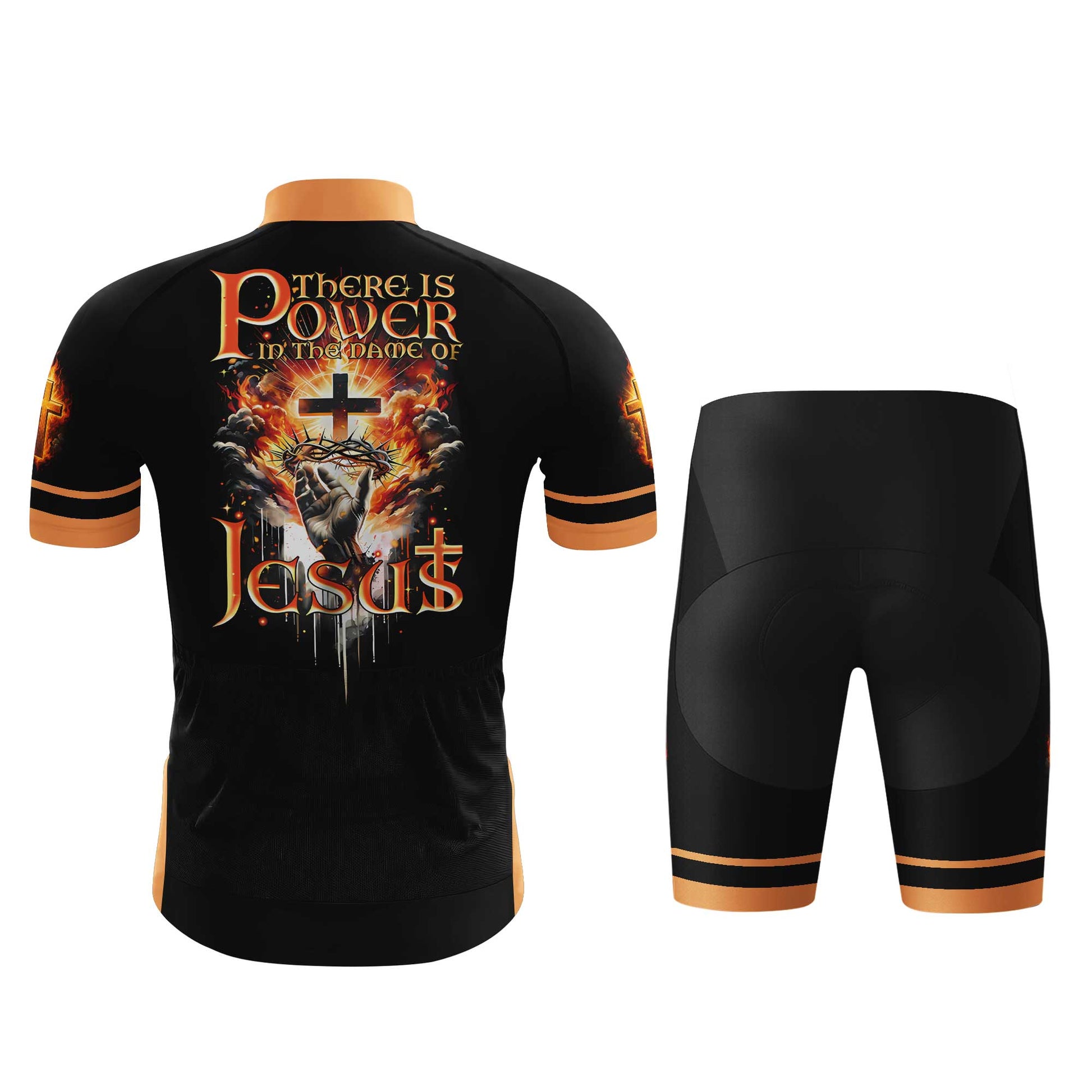 Power Of Jesus Men's Cycling Jersey Set, Road Bike Cycling Kit for Men, Biking Outfit, Bicycle Suit, Team Racing Uniform