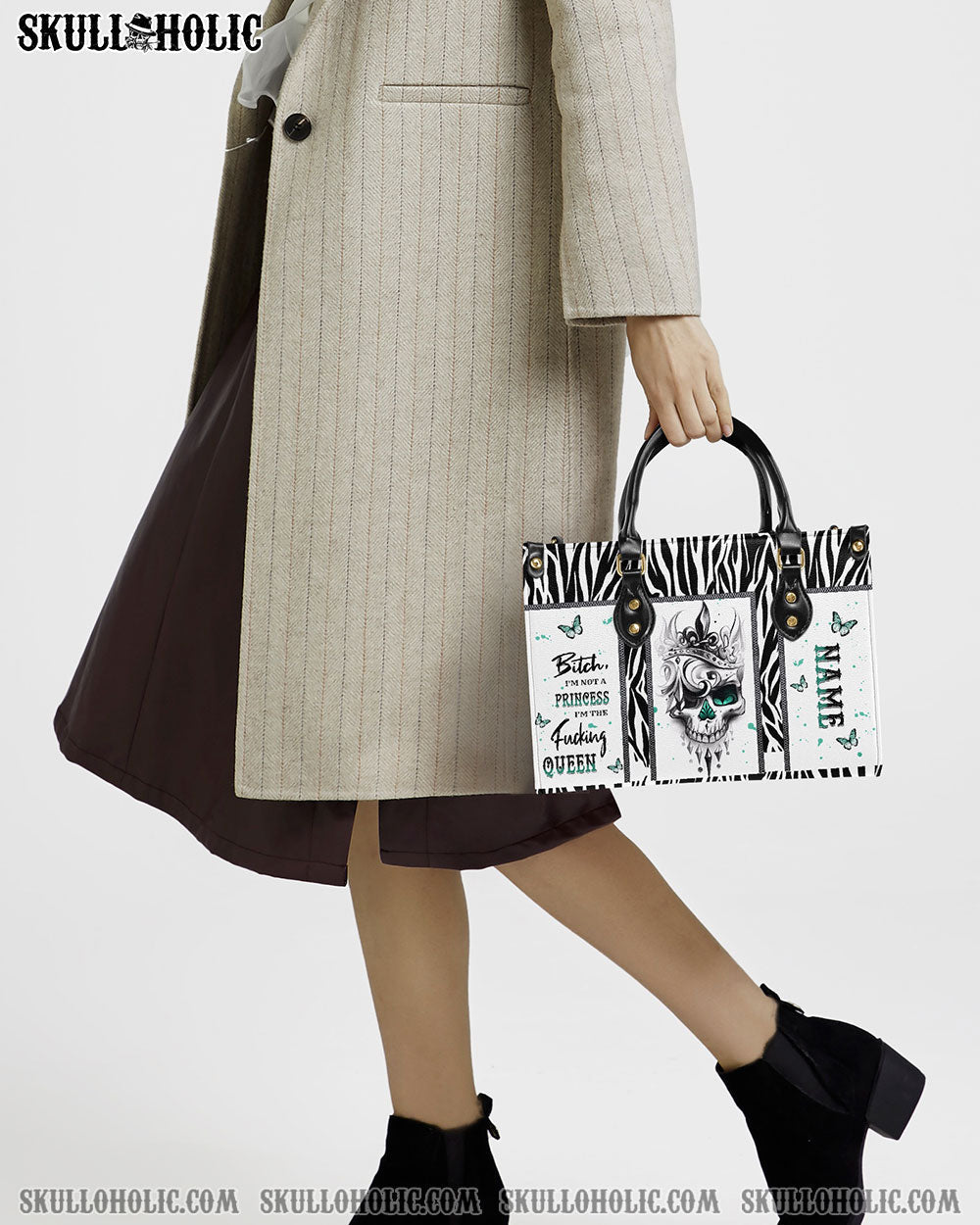 B I'M NOT A PRINCESS I'M THE F QUEEN LEATHER HANDBAG - YHKD2703241