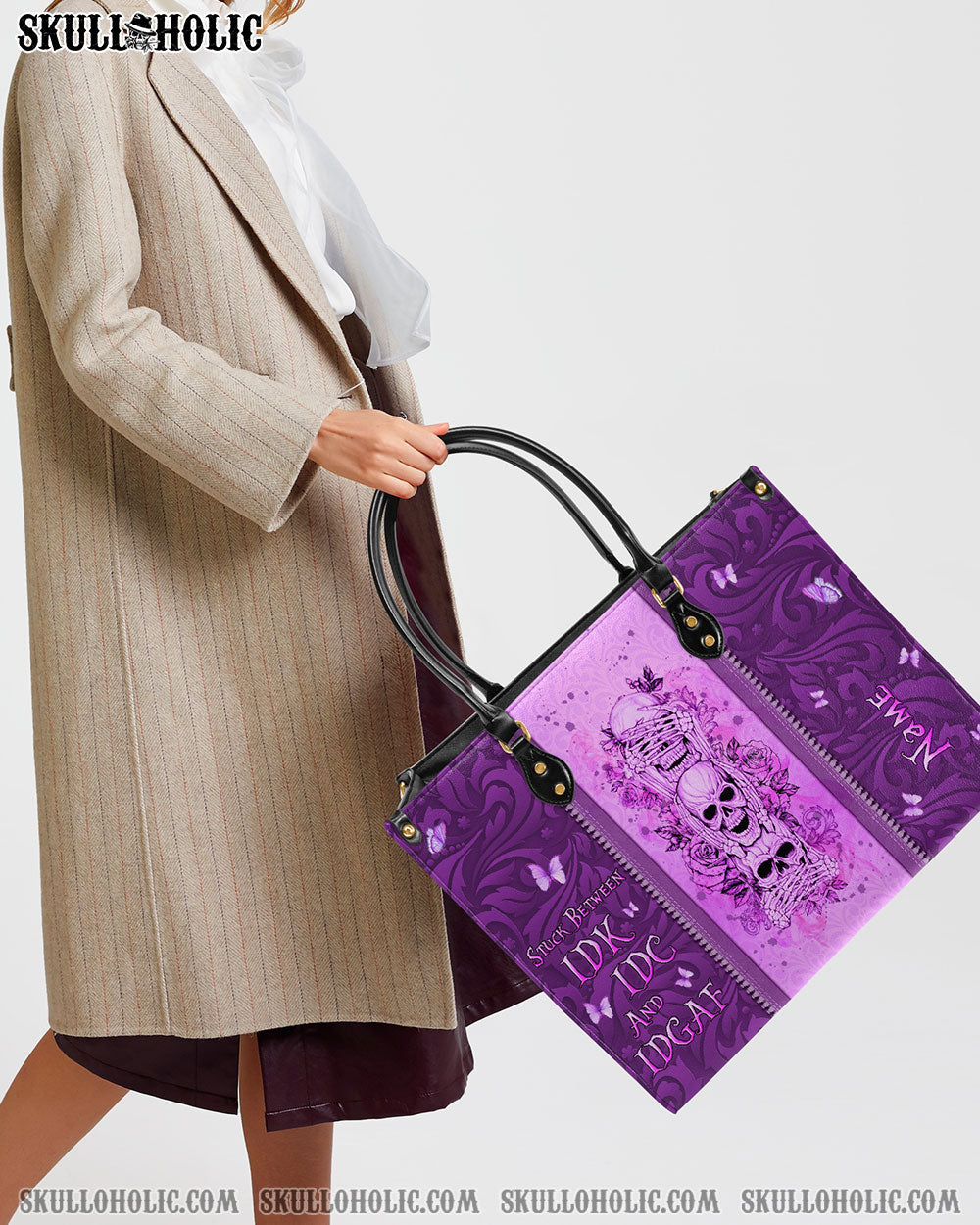 STUCK BETWEEN IDK IDC AND IDGAF LEATHER HANDBAG - YHLN2703243