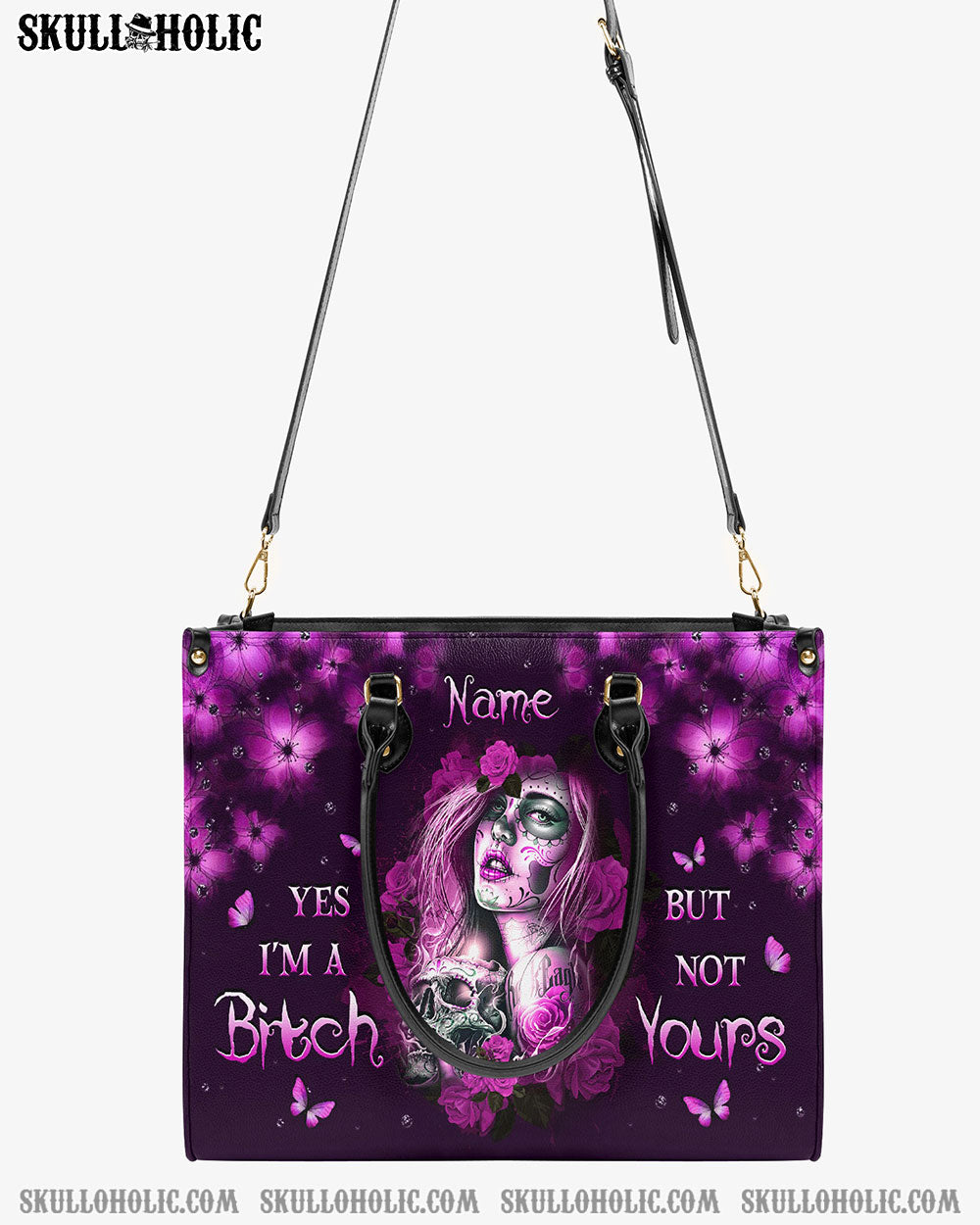 YES I'M A B BUT NOT YOURS LEATHER HANDBAG - YHKD2703242