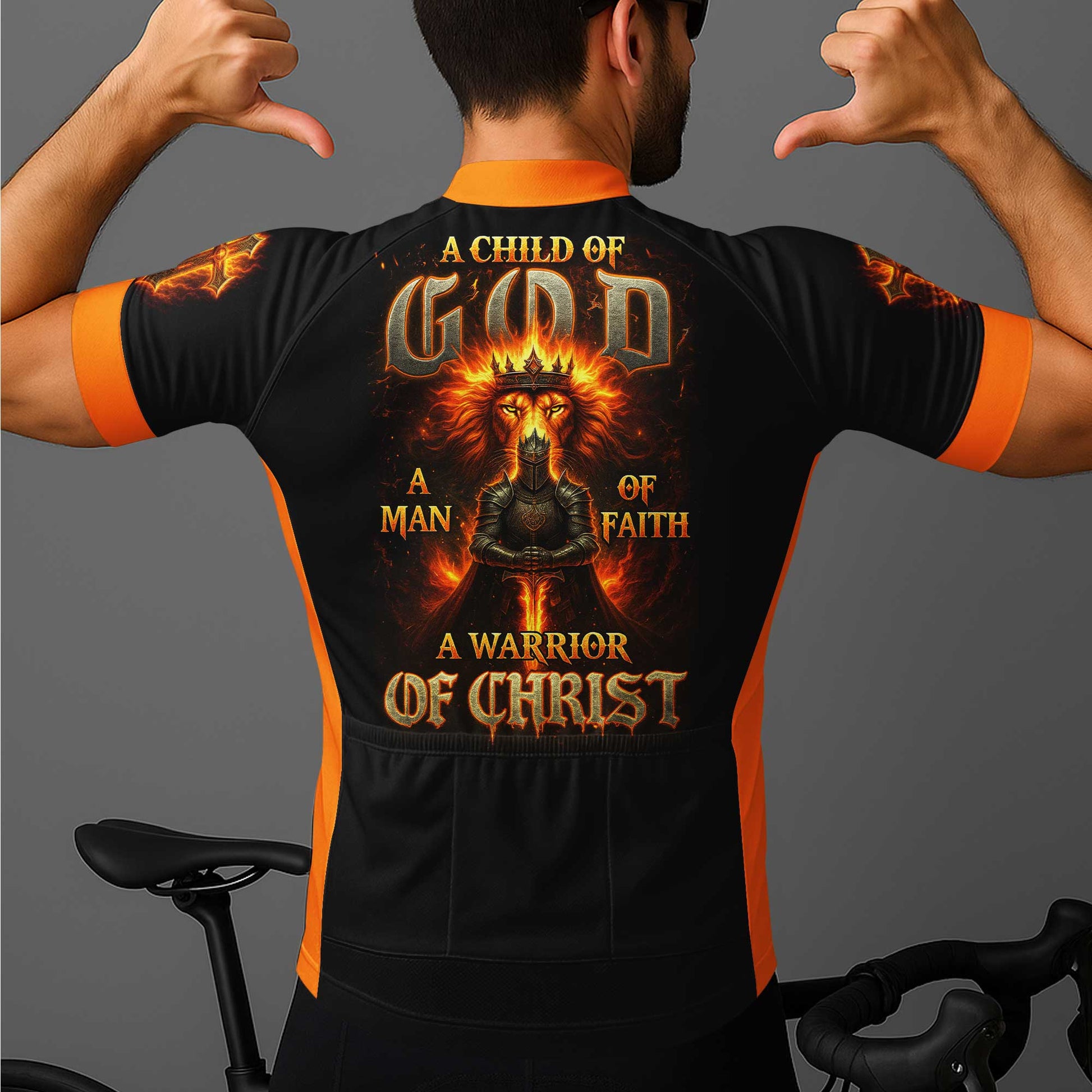 A Child Of God A Man Of Faith Men's Cycling Jersey Set, Road Bike Cycling Kit for Men, Biking Outfit, Bicycle Suit, Team Racing Uniform