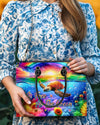 As Free As The Ocean Turtle Sunflowers Leather Handbag