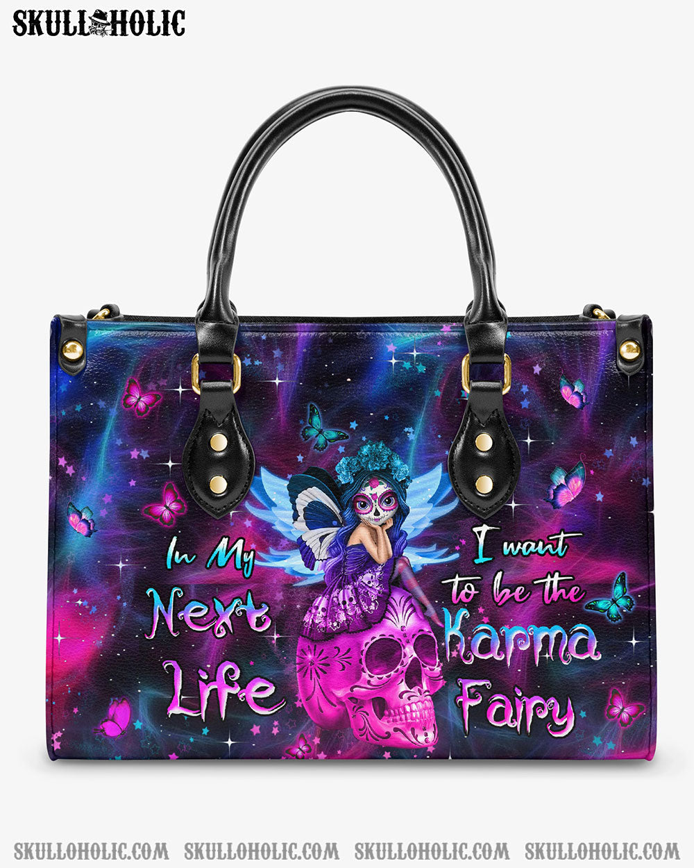 KARMA FAIRY SUGAR SKULL LEATHER HANDBAG - YHHN2203243