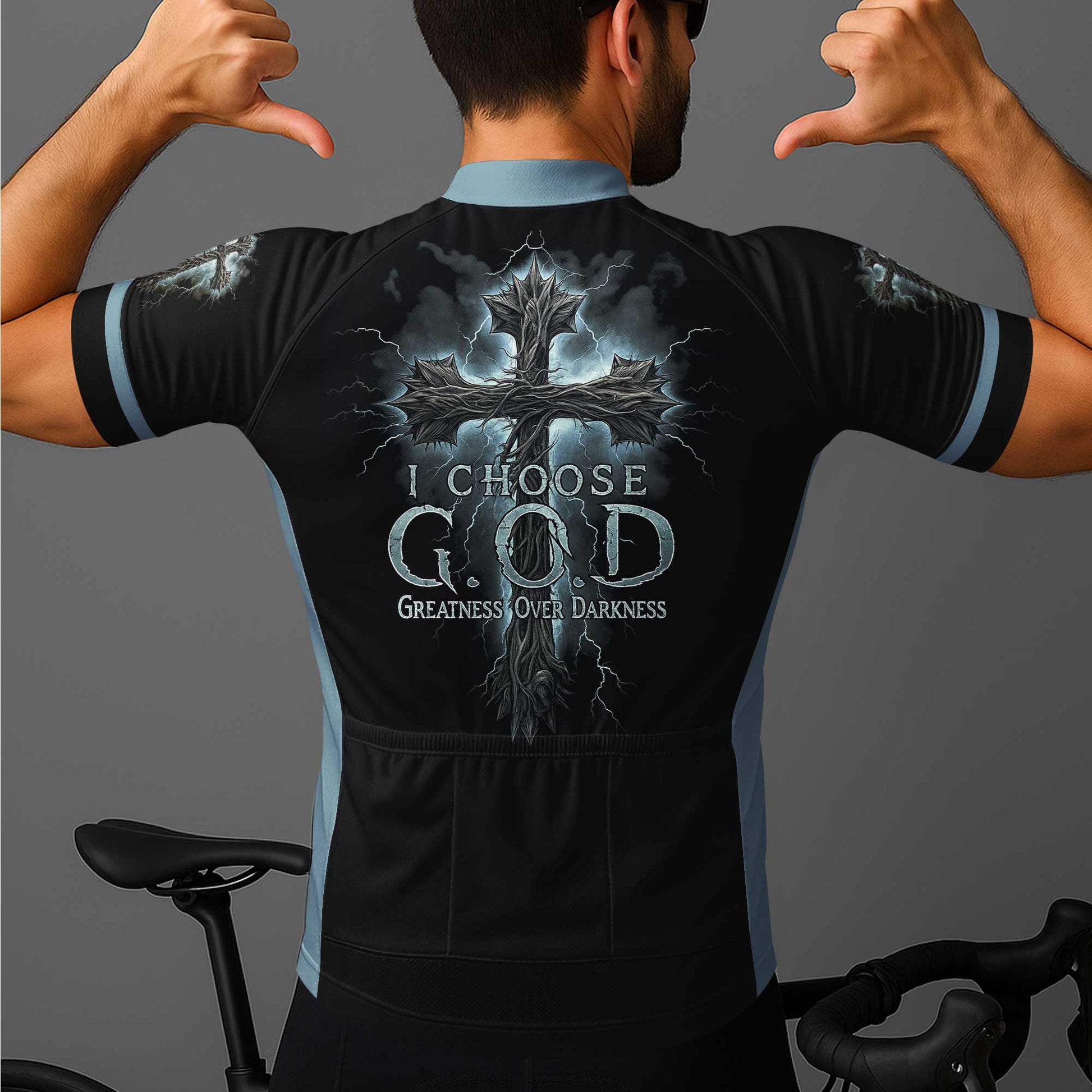 I Choose God Men's Cycling Jersey Set, Road Bike Cycling Kit for Men, Biking Outfit, Bicycle Suit, Team Racing Uniform