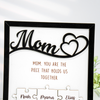 Mom Puzzle Sign With Holder, Mother's Day Gift From Kids, Personalized Unique Engraved Wood Sign