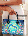 Dolphin Moon Leather Handbag