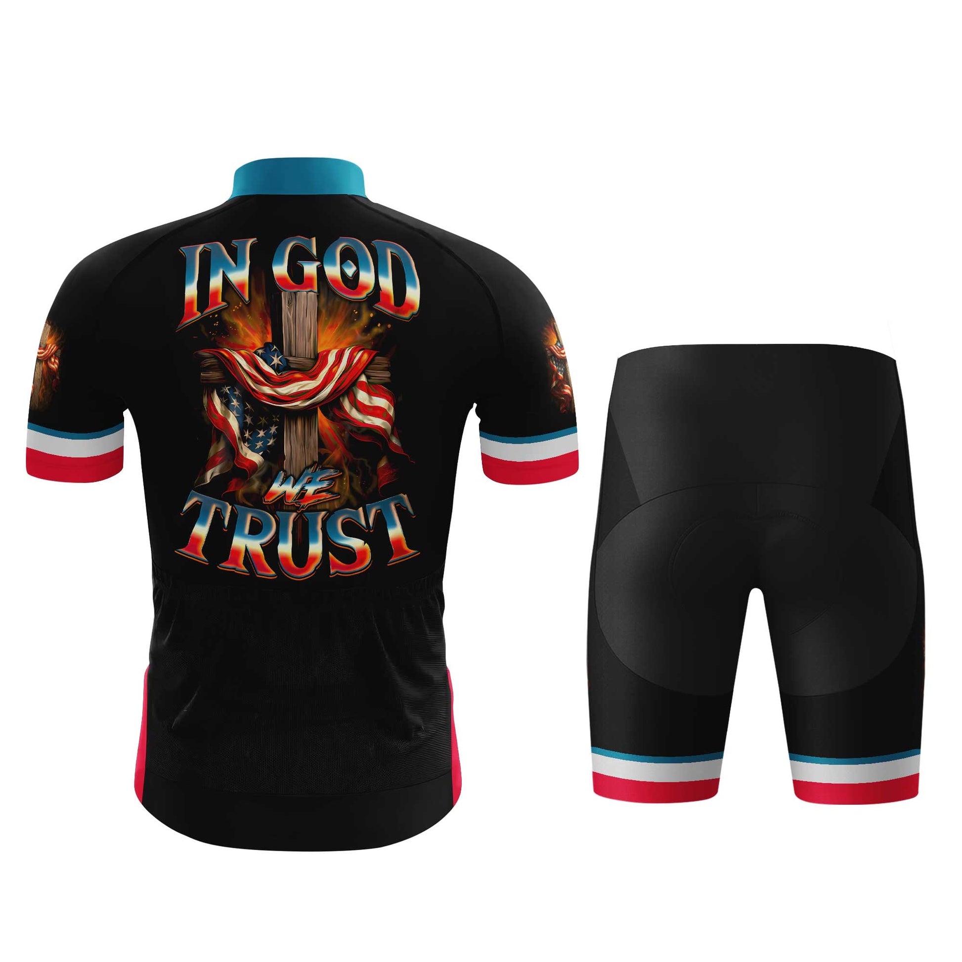In God We Trust Men's Cycling Jersey Set, Road Bike Cycling Kit for Men, Biking Outfit, Bicycle Suit, Team Racing Uniform