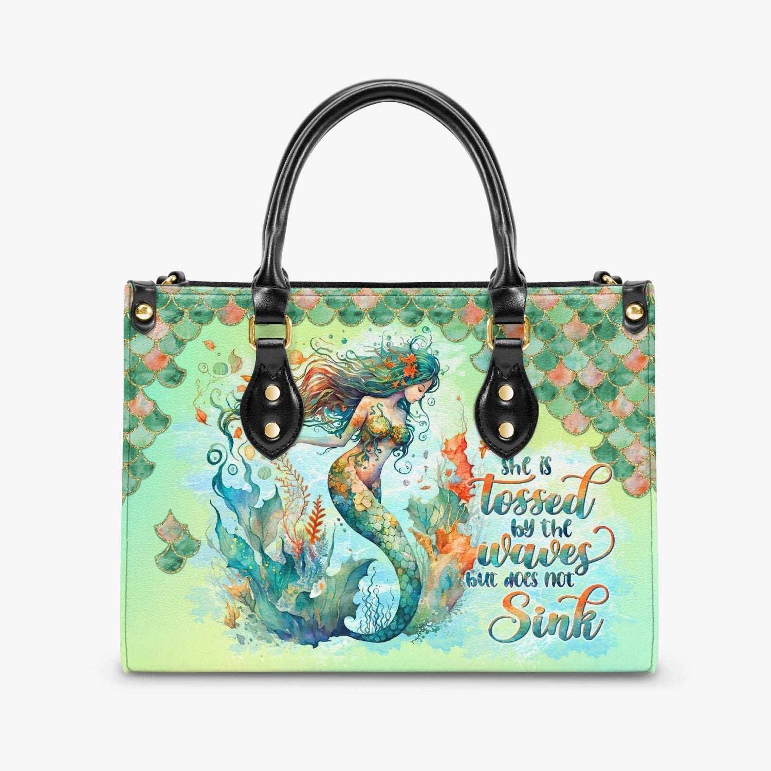 Bigcrowns SHE IS TOSSED BY THE WAVES MERMAID LEATHER HANDBAG W0104242