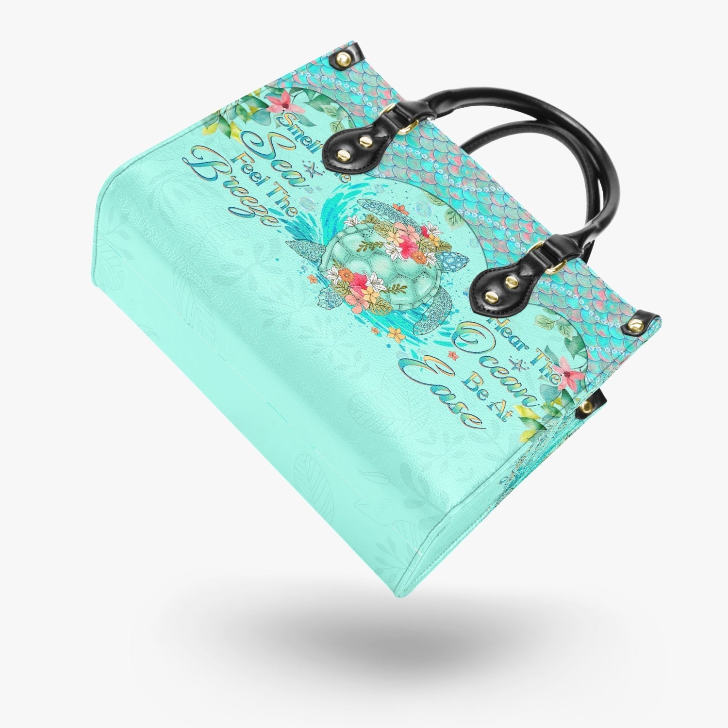 Bigcrowns SMELL THE SEA FEEL THE BREEZE TURTLE LEATHER HANDBAG T2703243
