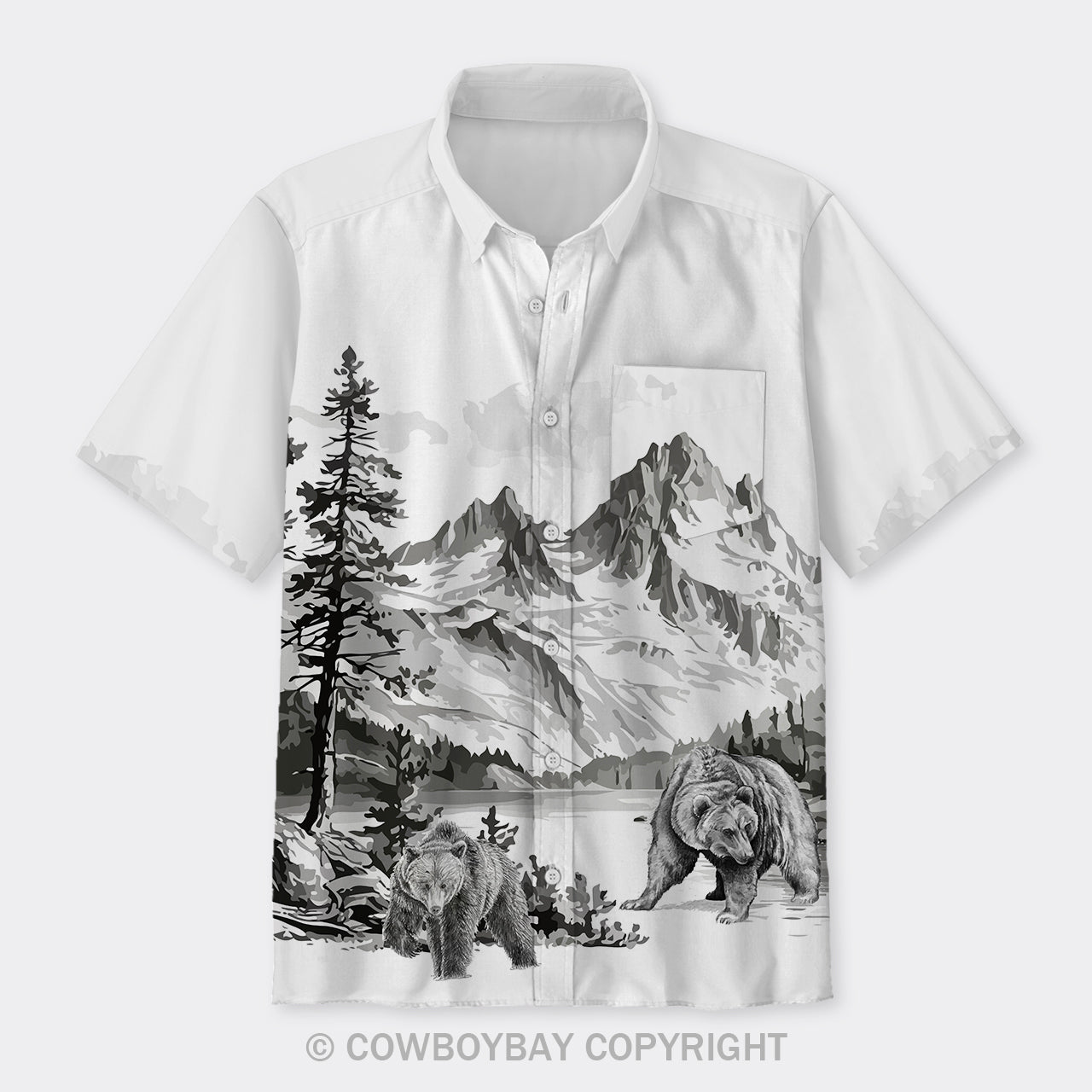 Araffe Bear In The Woods Button Up Shirts