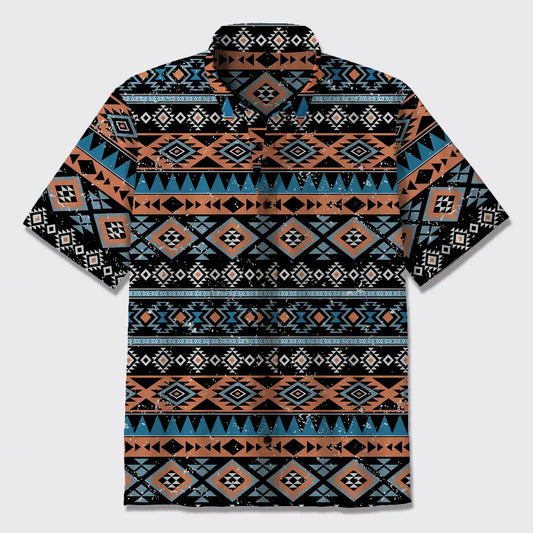 Aztec Tribal Art Colorful Button Up Shirts_1