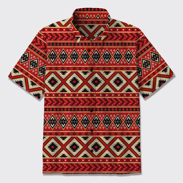 Aztec Tribal Geometric Ethnic Button Up Shirts_1