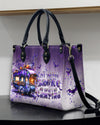 My Broom Broke Camping Halloween Leather Handbag