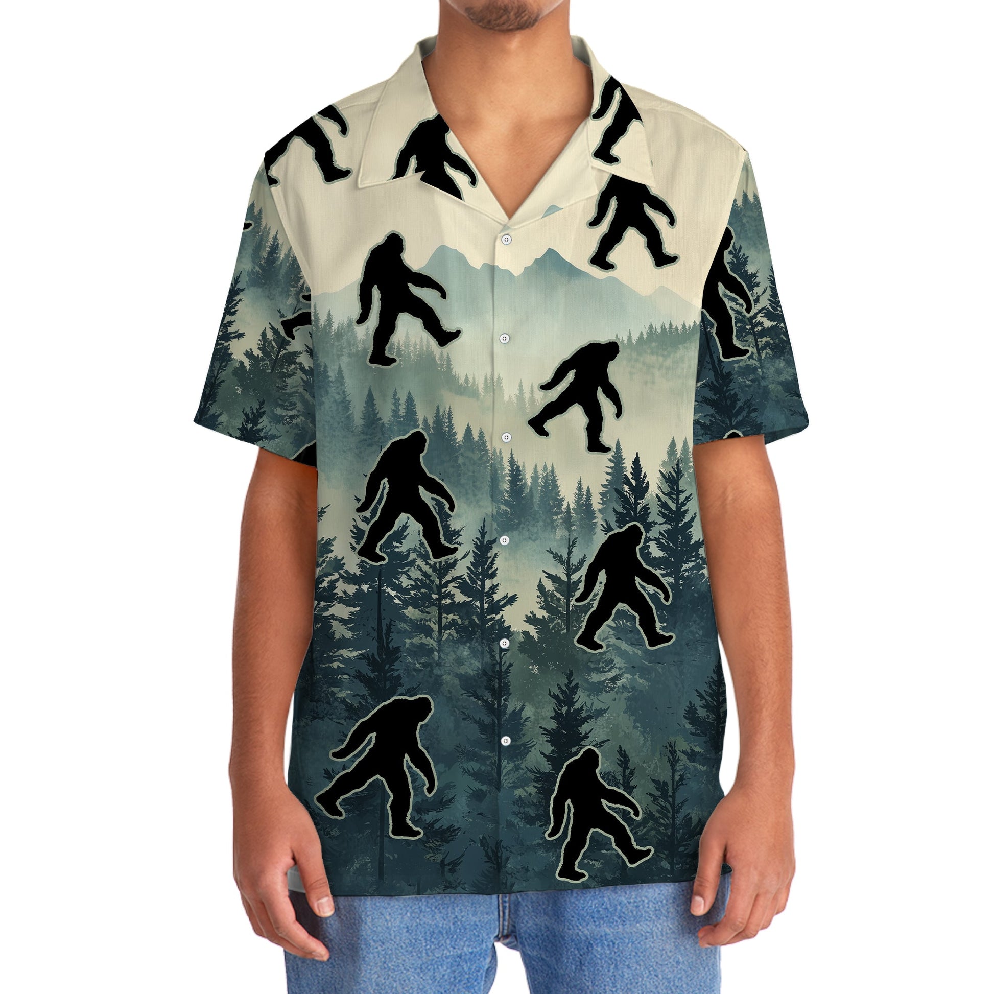 Funny Bigfoot Sasquatch In the Jungle Hawaiian Shirt