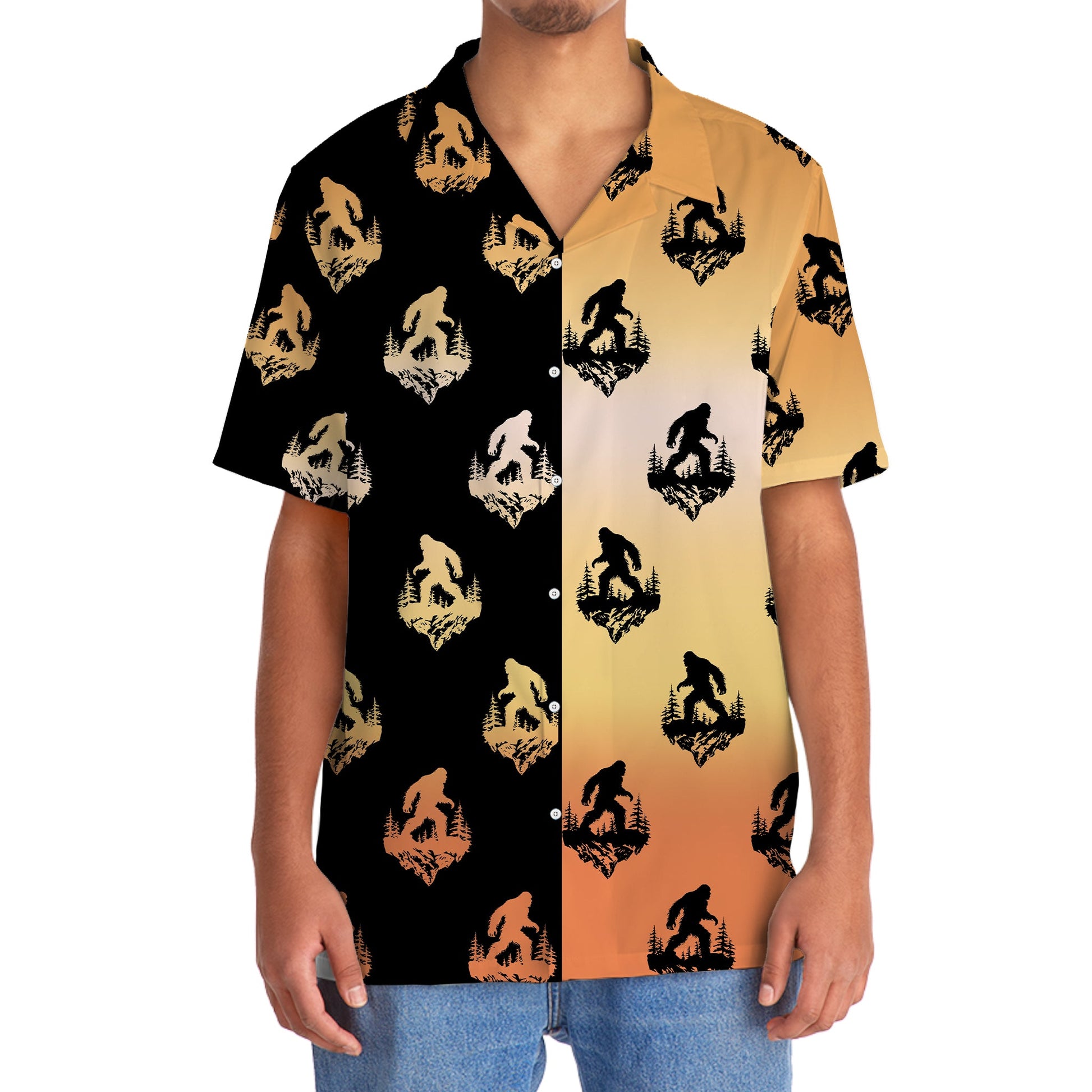 Halloween Bigfoot Silhouette Hawaiian Shirt