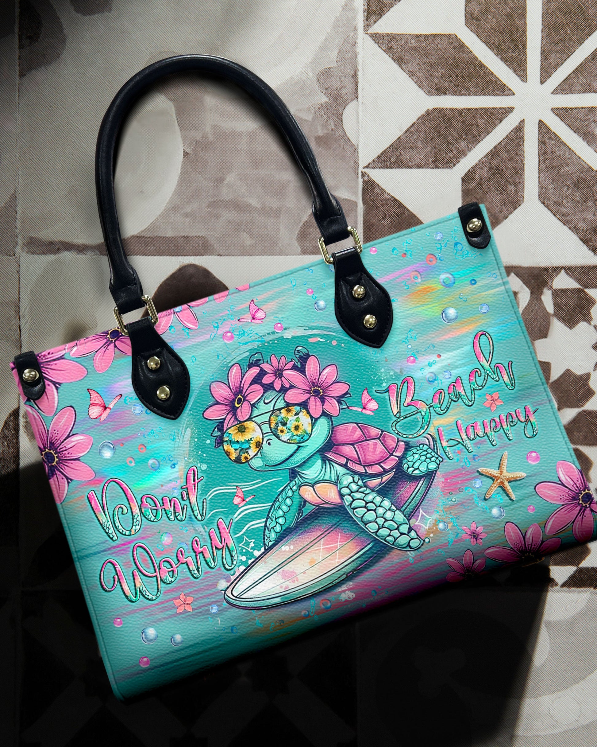 Bigcrowns DON'T WORRY BEACH HAPPY LEATHER HANDBAG T0407244