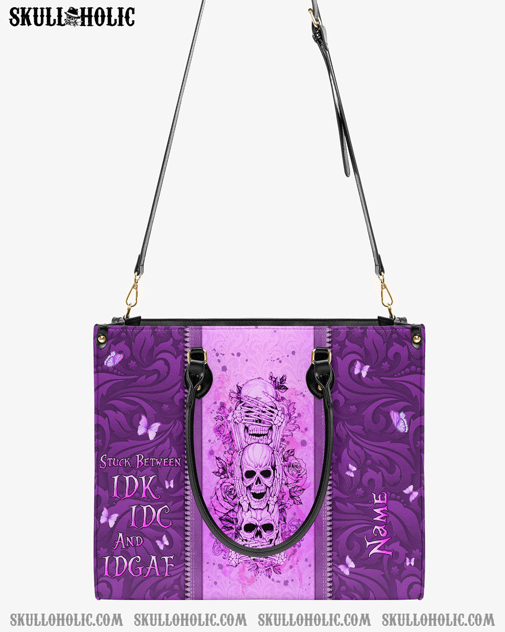 STUCK BETWEEN IDK IDC AND IDGAF LEATHER HANDBAG - YHLN2703243