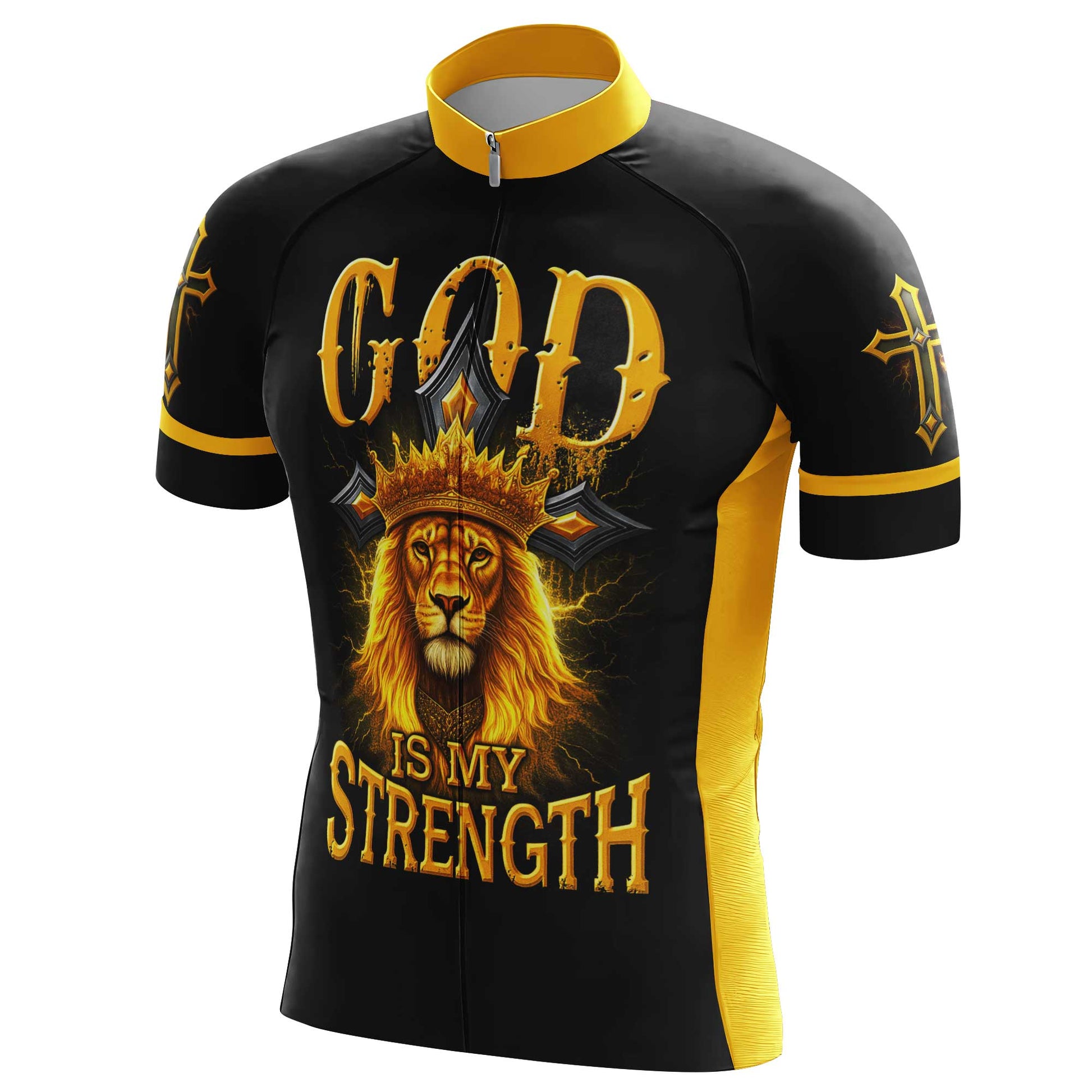 God Is My Strength Men's Cycling Jersey Set, Road Bike Cycling Kit for Men, Biking Outfit, Bicycle Suit, Team Racing Uniform