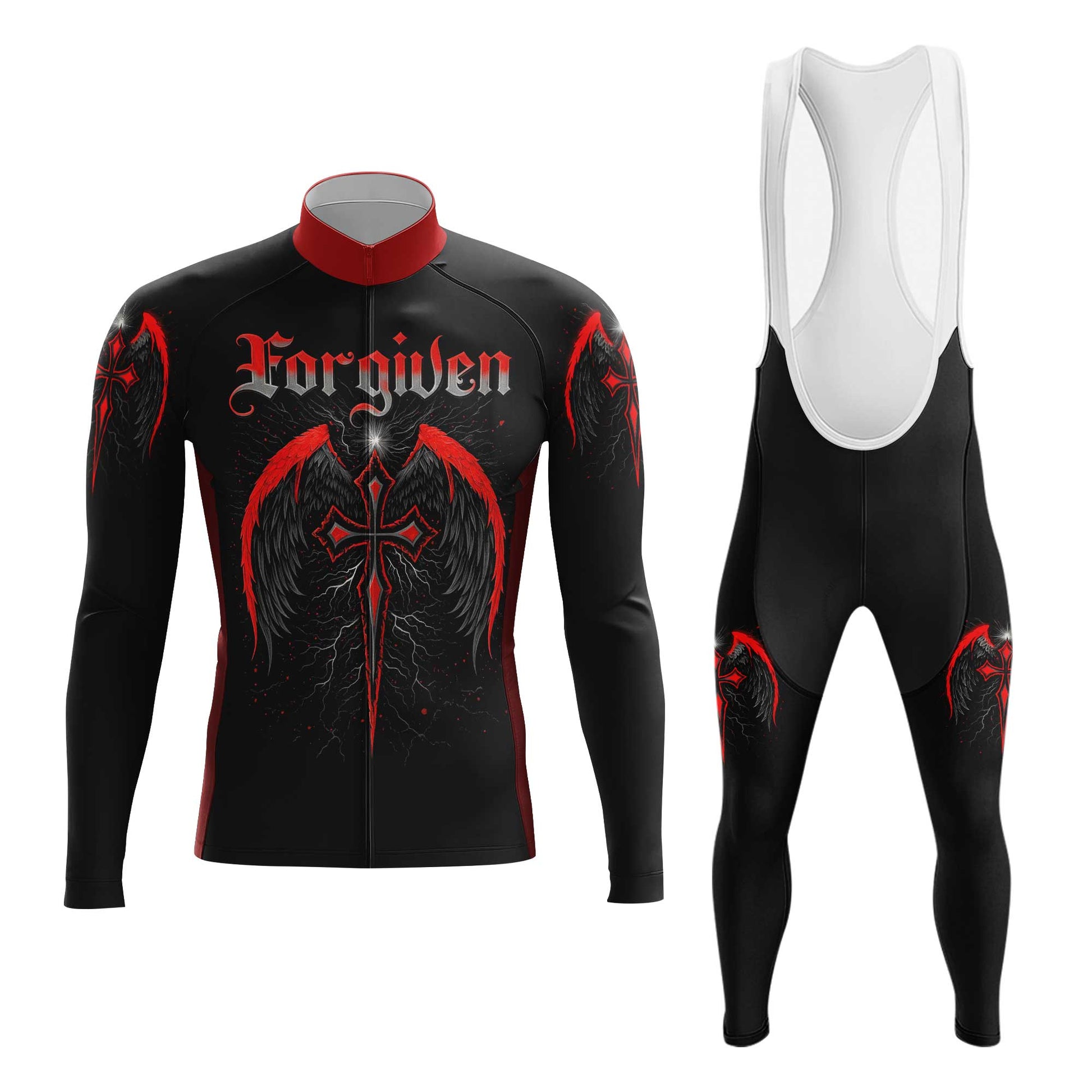 Forgiven Cross Men's Cycling Jersey Set, Road Bike Cycling Kit for Men, Biking Outfit, Bicycle Suit, Team Racing Uniform