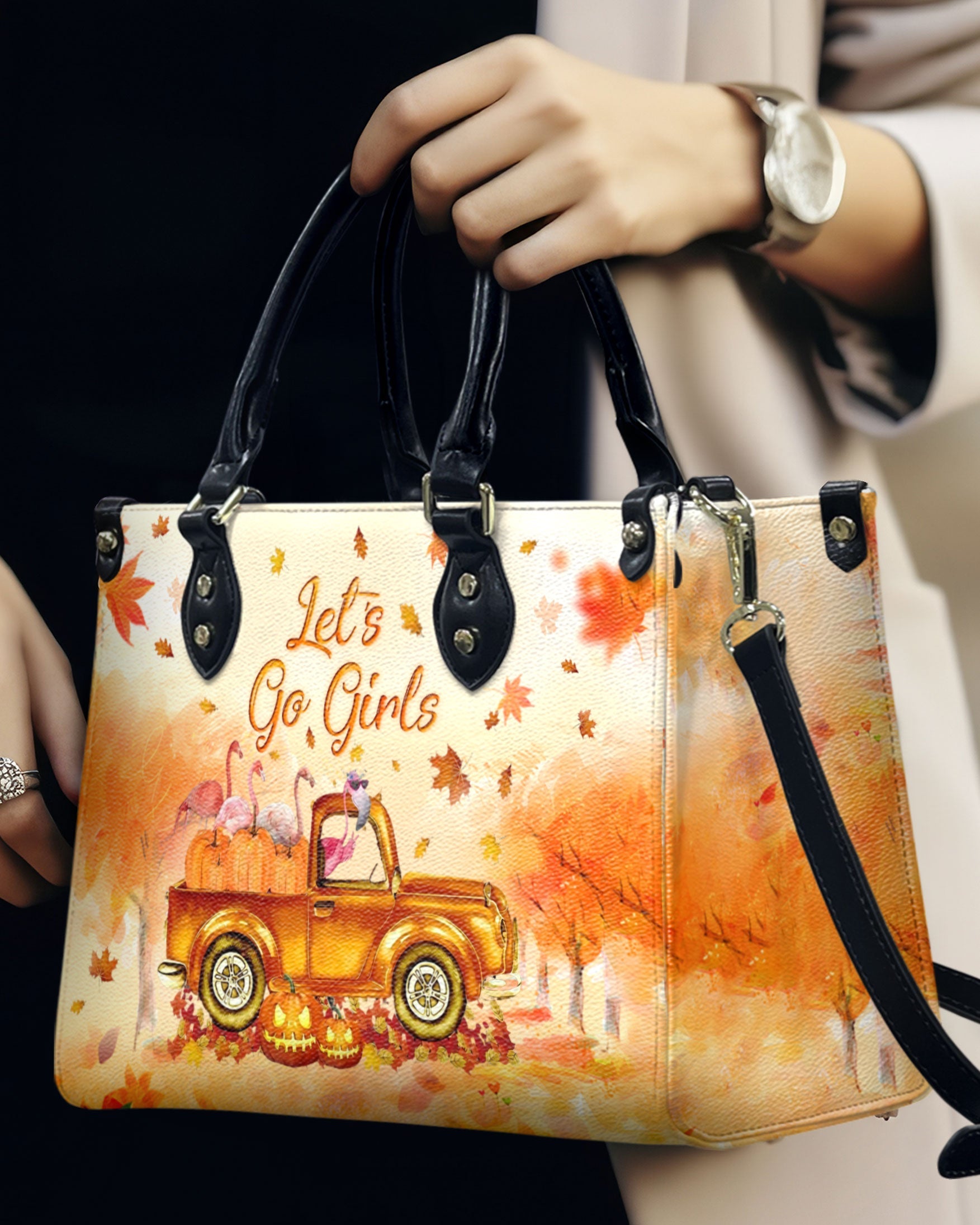 Bigcrowns LET'S GO GIRLS FLAMINGO LEATHER HANDBAG N0908244