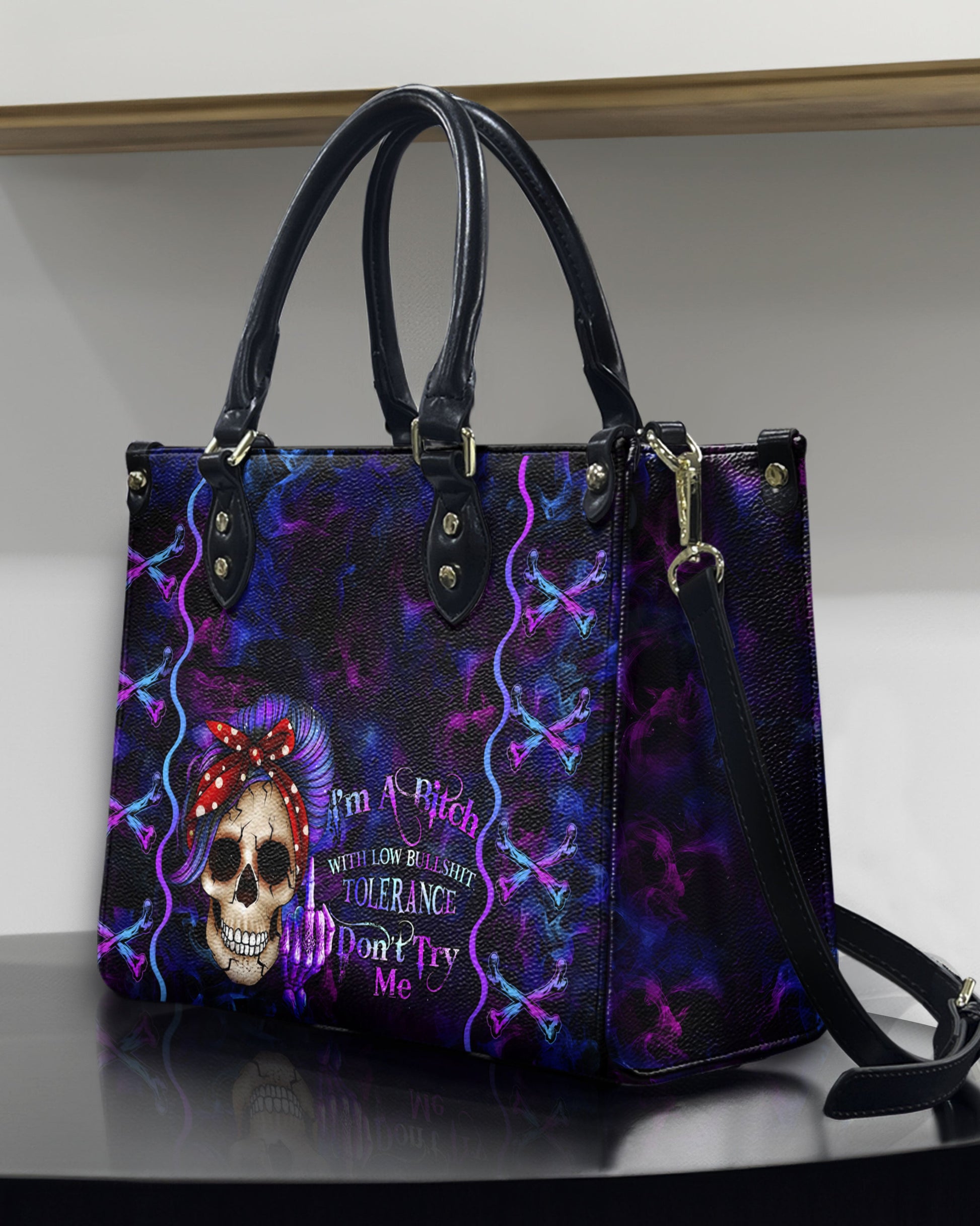 I'M A B DON'T TRY ME LEATHER HANDBAG - YHHN2703242