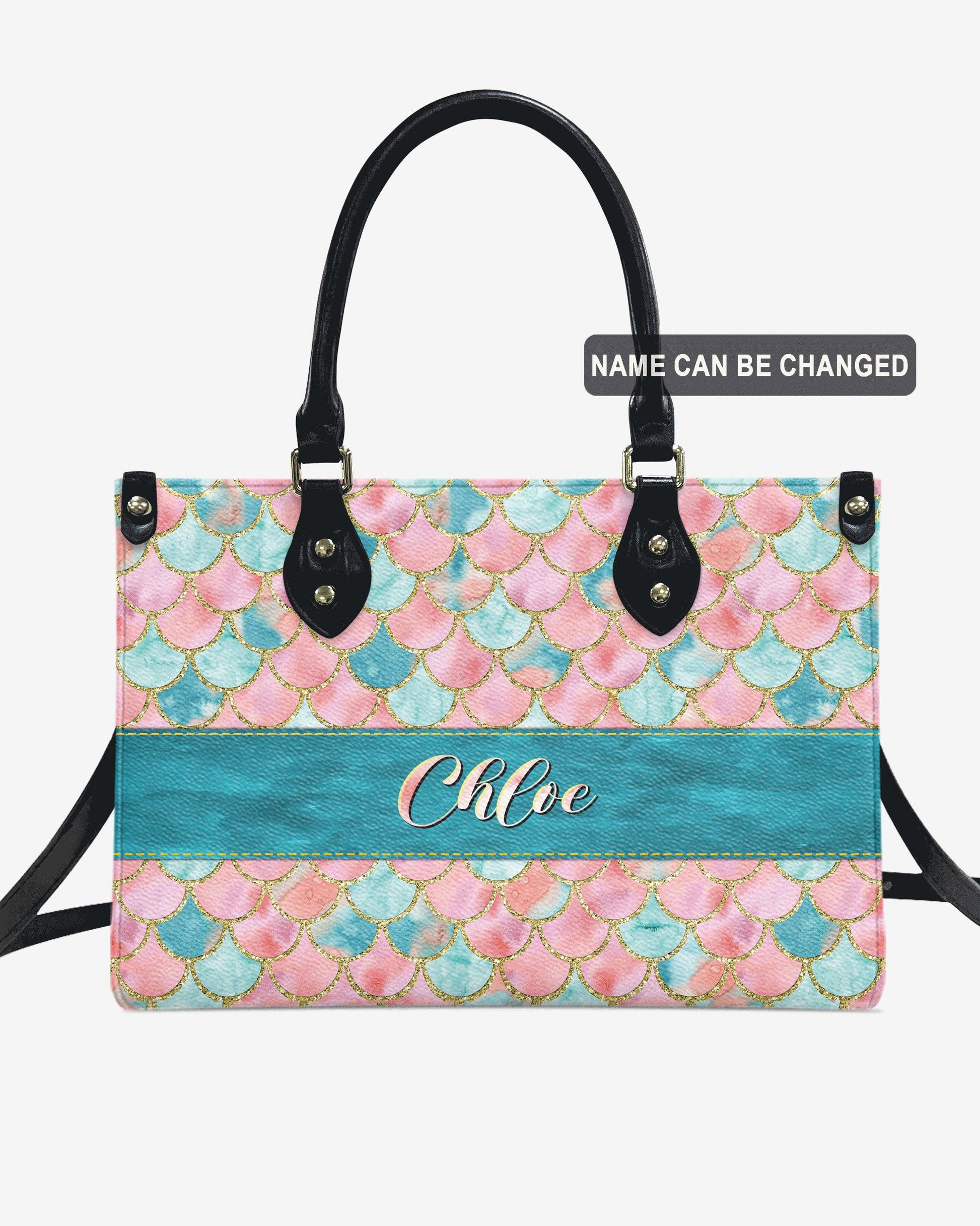 Bigcrowns SPARKLES MERMAID PATTERN LEATHER HANDBAG W2903241