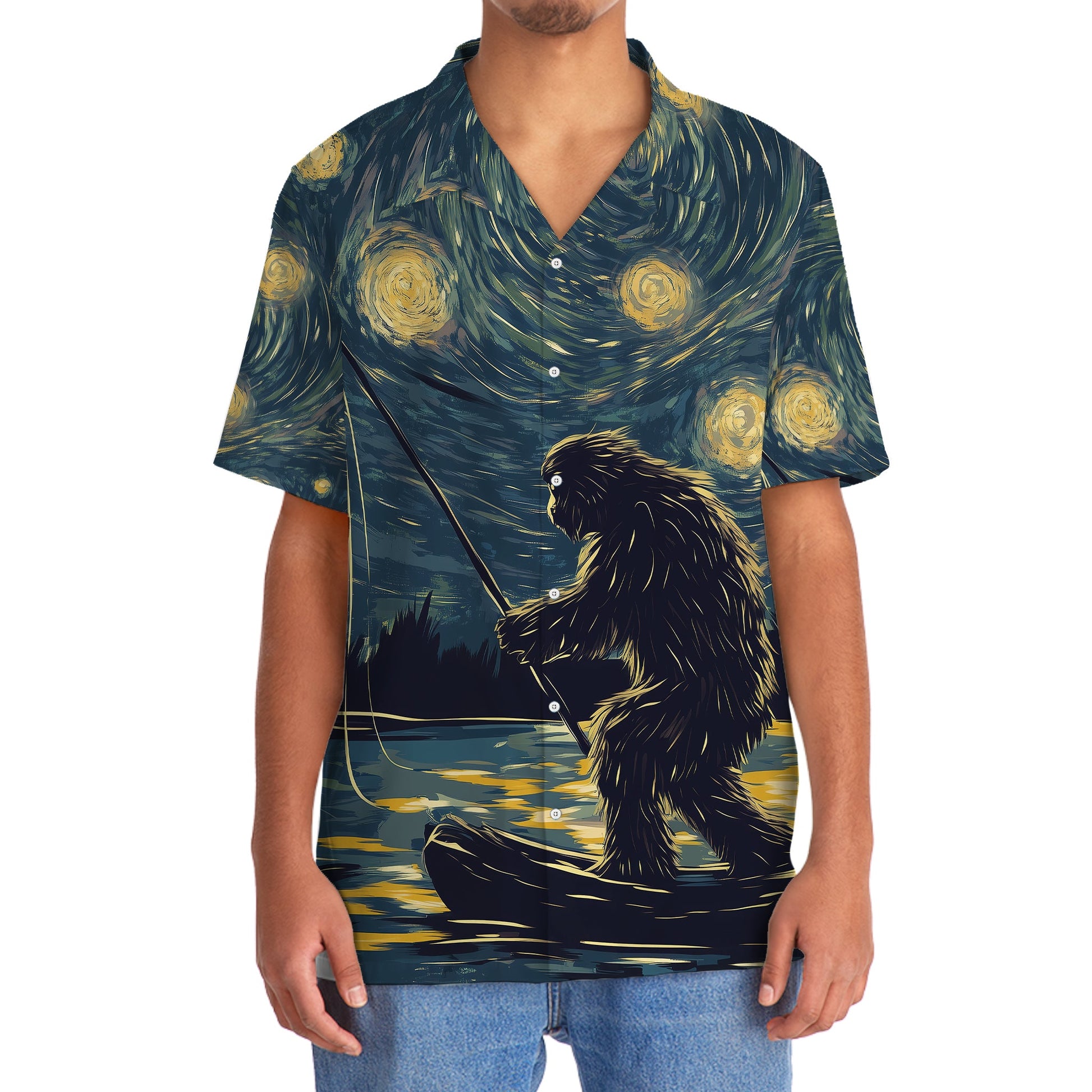 Bigfoot Starry Night Sasquatch Painting Art